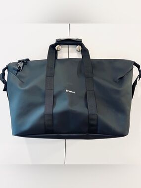 RAINS Black Hilo Weekend Large Travel Bag “Trusted” Embroidered